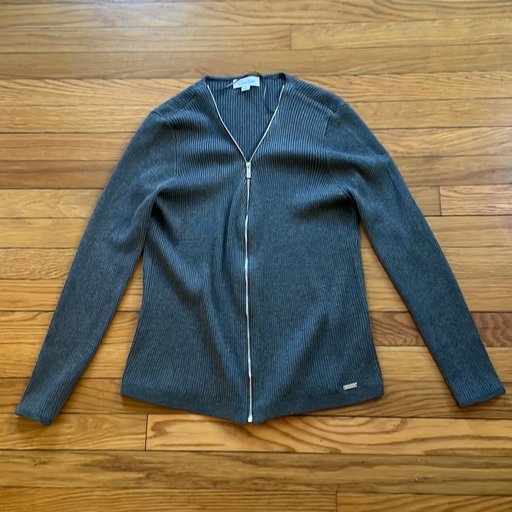 Gray Zip-Up Sweater